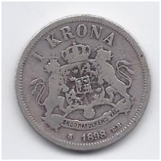ŠVEDIJA 1 KRONA 1898 KM # 760 VF