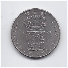 SWEDEN 1 KRONA 1969 KM # 826a VF SWEDEN 1 KRONA 1969 KM # 826a VF