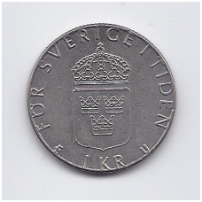 ŠVEDIJA 1 KRONA 1977 KM # 852 VF/XF ŠVEDIJA 1 KRONA 1977 KM # 852 VF/XF