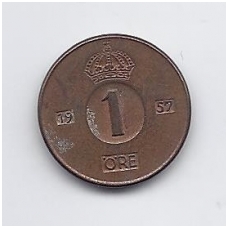 SWEDEN 1 ORE 1957 KM # 820 VF