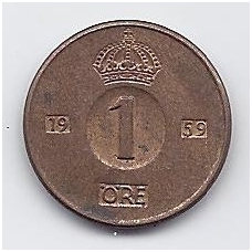 SWEDEN 1 ORE 1959 KM # 820 VF SWEDEN 1 ORE 1959 KM # 820 VF