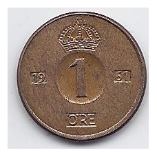 SWEDEN 1 ORE 1961 U KM # 820 VF