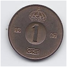 SWEDEN 1 ORE 1967 KM # 820 VF SWEDEN 1 ORE 1967 KM # 820 VF