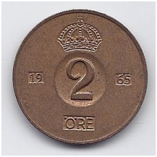 SWEDEN 2 ORE 1965 KM # 821 VF SWEDEN 2 ORE 1965 KM # 821 VF