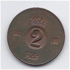 SWEDEN 2 ORE 1967 KM # 821 VF