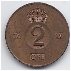 SWEDEN 2 ORE 1969 KM # 821 VF SWEDEN 2 ORE 1969 KM # 821 VF