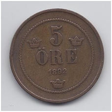 SWEDEN 5 ORE 1892 KM # 757 F/VF SWEDEN 5 ORE 1892 KM # 757 F/VF