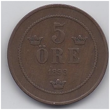 SWEDEN 5 ORE 1898 KM # 757 F/VF SWEDEN 5 ORE 1898 KM # 757 F/VF