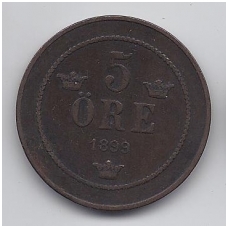 SWEDEN 5 ORE 1899 KM # 757 F/VF SWEDEN 5 ORE 1899 KM # 757 F/VF