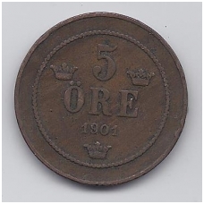 SWEDEN 5 ORE 1901 KM # 757 VF SWEDEN 5 ORE 1901 KM # 757 VF