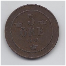 SWEDEN 5 ORE 1905 KM # 757 VF SWEDEN 5 ORE 1905 KM # 757 VF