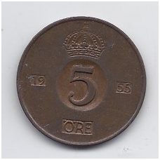SWEDEN 5 ORE 1955 KM # 822 VF