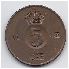 SWEDEN 5 ORE 1958 KM # 822 VF