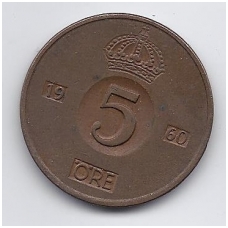 SWEDEN 5 ORE 1960 KM # 822 VF
