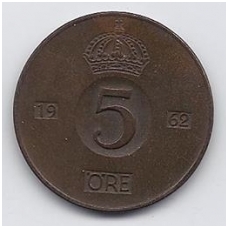 SWEDEN 5 ORE 1962 KM # 822 VF