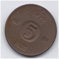SWEDEN 5 ORE 1963 KM # 822 VF