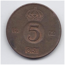 SWEDEN 5 ORE 1964 KM # 822 VF