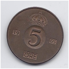 SWEDEN 5 ORE 1965 KM # 822 VF