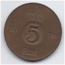 SWEDEN 5 ORE 1967 KM # 822 VF