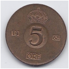 SWEDEN 5 ORE 1968 KM # 822 VF