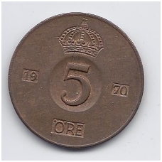 SWEDEN 5 ORE 1970 KM # 822 VF