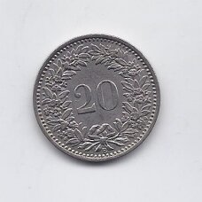 ŠVEICARIJA 20 RAPPEN 1947 B KM # 29a VF ŠVEICARIJA 20 RAPPEN 1947 B KM # 29a VF
