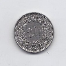 ŠVEICARIJA 20 RAPPEN 1960 B KM # 29a VF ŠVEICARIJA 20 RAPPEN 1960 B KM # 29a VF