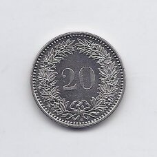 ŠVEICARIJA 20 RAPPEN 2016 B KM # 29a XF ŠVEICARIJA 20 RAPPEN 2016 B KM # 29a XF