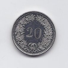 ŠVEICARIJA 20 RAPPEN 2019 B KM # 29a XF ŠVEICARIJA 20 RAPPEN 2019 B KM # 29a XF