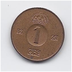 SWEDEN 1 ORE 1968 KM # 820 VF