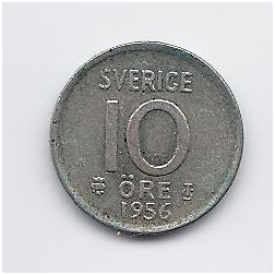 SWEDEN 10 ORE 1956 KM # 823 VF