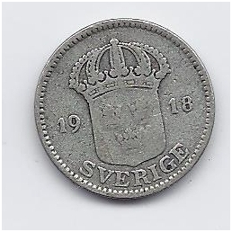 SWEDEN 25 ORE 1918 KM # 785 VF 1