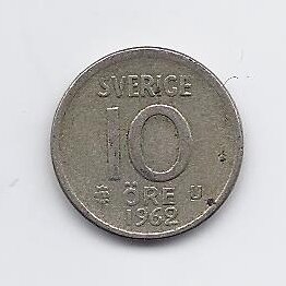 SWEDEN 10 ORE 1962 KM # 823 VF