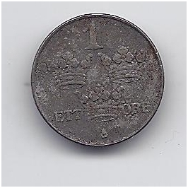 SWEDEN 1 ORE 1944 KM # 810 F/VF