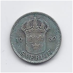 SWEDEN 25 ORE 1932 KM # 785 VF 1
