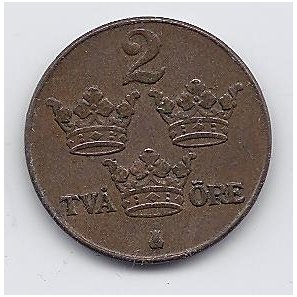 SWEDEN 2 ORE 1938 KM # 778 VF