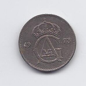 SWEDEN 25 ORE 1973 KM # 836 XF/AU 1