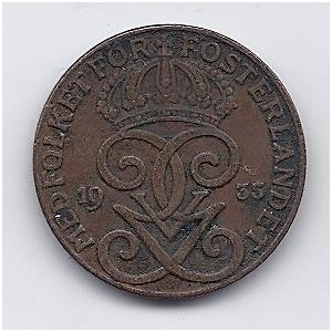 SWEDEN 2 ORE 1935 KM # 778 VF 1