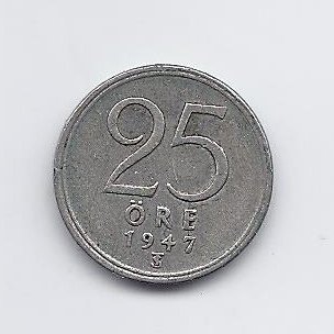 SWEDEN 25 ORE 1947 KM # 816 VF