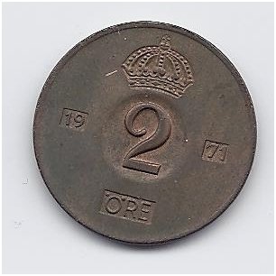 SWEDEN  2 ORE 1971 KM # 821 VF