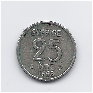 ŠVEDIJA 25 ORE 1955 KM # 824 VF