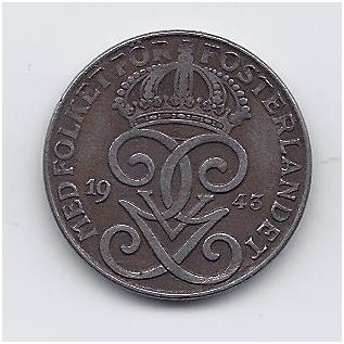 SWEDEN 2 ORE 1943 KM # 811 VF 1