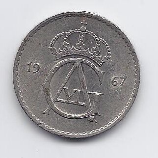SWEDEN 50 ORE 1967 KM # 837 VF 1
