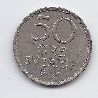 SWEDEN 50 ORE 1967 KM # 837 VF