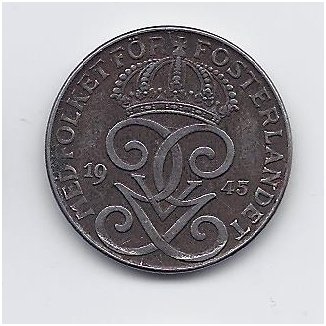 SWEDEN 2 ORE 1945 KM # 811 VF 1