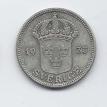 SWEDEN 50 ORE 1935 KM # 788 VF 1