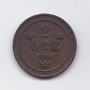 SWEDEN 2 ORE 1896 KM # 746 VF