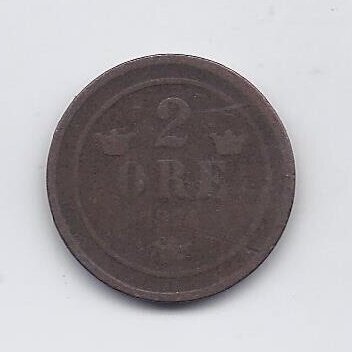 SWEDEN 2 ORE 1874 KM # 735 F