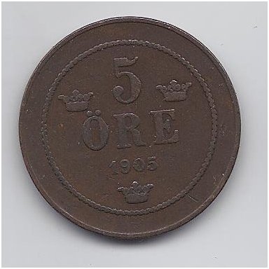 SWEDEN 5 ORE 1905 KM # 757 VF