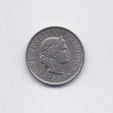 ŠVEICARIJA 5 RAPPEN 1959 B KM # 26 VF 1